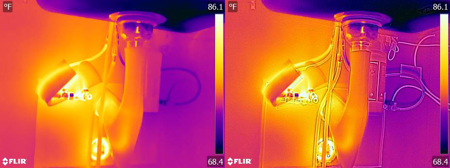 imagen térmica del fregadero e imagen con MSX